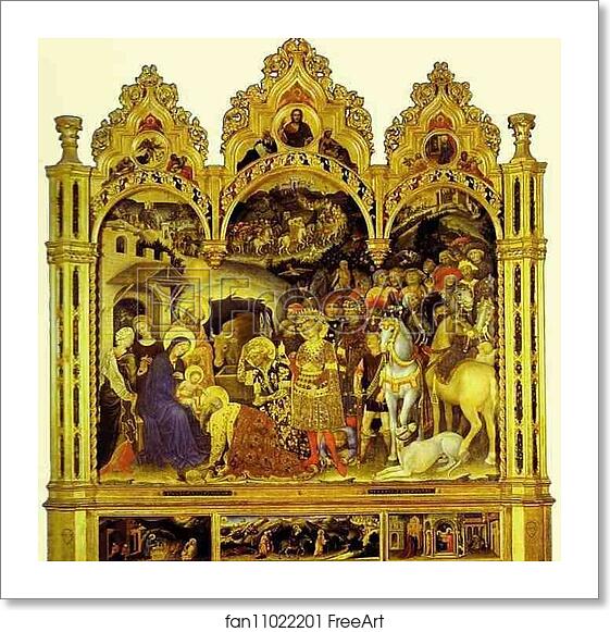 Free art print of Adoration of the Magi. From the Strozzi Chapel in Santa Trinita, Florence by Gentile Da Fabriano