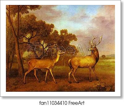 Free art print of Red Deer Stag and Hind by George Stubbs Free art print of Red Deer Stag and Hind by George Stubbs