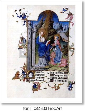 Free art print of Les trÄ�s riches heures du Duc de Berry. Mary Visits St. Elizabeth by Limbourg Brothers