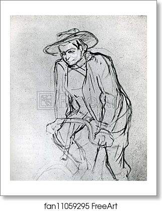Free art print of Aristide Bruant on His Bicycle by Henri De Toulouse-Lautrec