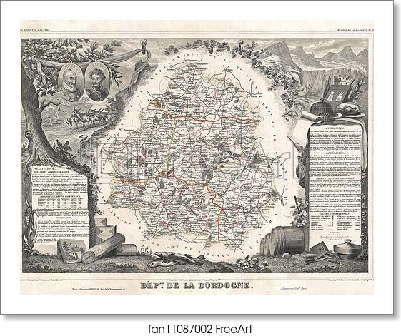 Free art print of Dept. de la Dordogne. by Victor Jules Levasseur Free art print of Dept. de la Dordogne. by Victor Jules Levasseur