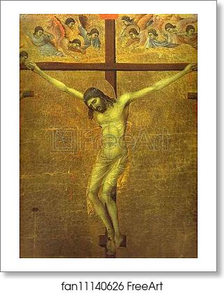 Free art print of Maestà (back, central panel, detail of) The Crucifixion by Duccio Di Buoninsegna