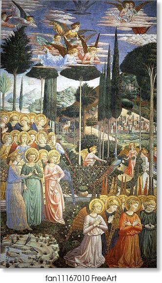 Free art print of Angels Worshiping by Benozzo Gozzoli