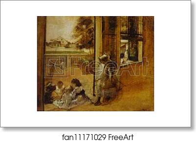 Free art print of Courtyard of a House in New Orleans by Edgar Degas