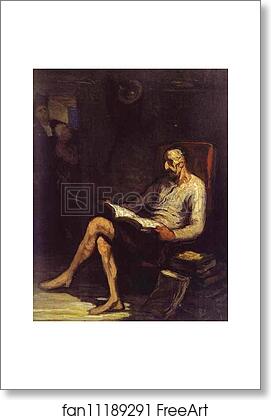 Free art print of Don Quixote Reading by Honoré Daumier