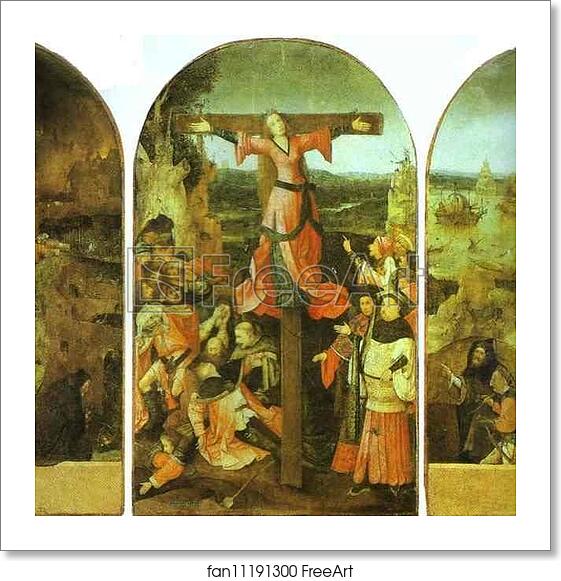 Free art print of Crucifixion of St. Julia (Triptych). Left wing: St. Anthony in Meditation. More. Central panel: Crucifixion of St. Julia or Liberata. More. Right wing: Two Slave-Dealers by Hieronymus Bosch Free art print of Crucifixion of St. Julia (Triptych). Left wing: St. Anthony in Meditation. More. Central panel: Crucifixion of St. Julia or Liberata. More. Right wing: Two Slave-Dealers by Hieronymus Bosch
