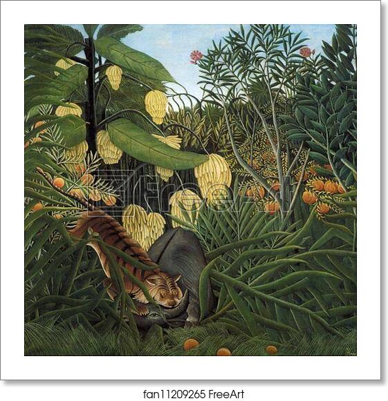 Free art print of Fight Between a Tiger and a Buffalo by Henri Rousseau Free art print of Fight Between a Tiger and a Buffalo by Henri Rousseau