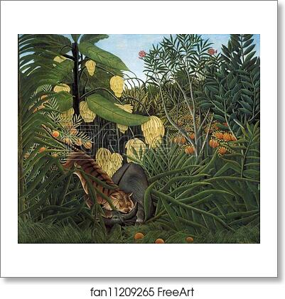 Free art print of Fight Between a Tiger and a Buffalo by Henri Rousseau