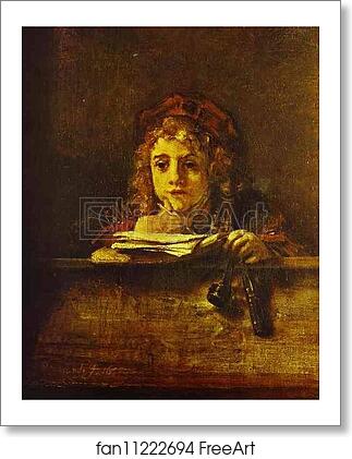 Free art print of The Artist's Son Titus at His Desk by Rembrandt Harmenszoon Van Rijn