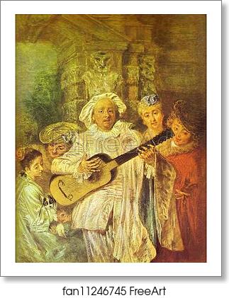 Free art print of Sous un Habit de Mezetin by Jean-Antoine Watteau