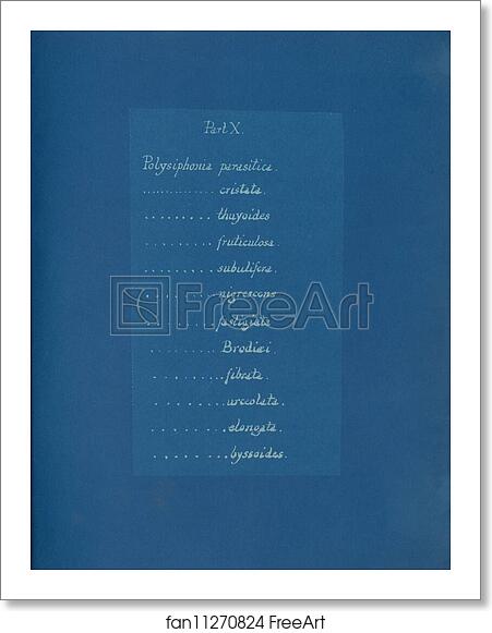 Free art print of Contents list by Anna Atkins Free art print of Contents list by Anna Atkins