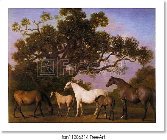 Free art print of Mares and Foals under an Oak-Tree by George Stubbs Free art print of Mares and Foals under an Oak-Tree by George Stubbs