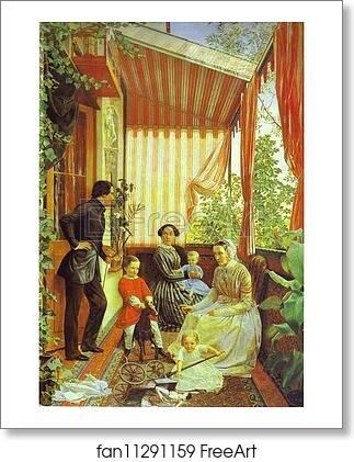 Free art print of Self-Portrait with the Family. On the Balcony by Fedor Slavyansky