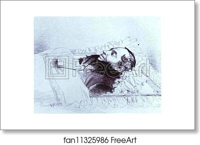 Free art print of Alexander Pushkin on His Deathbed by Feodor Bruni