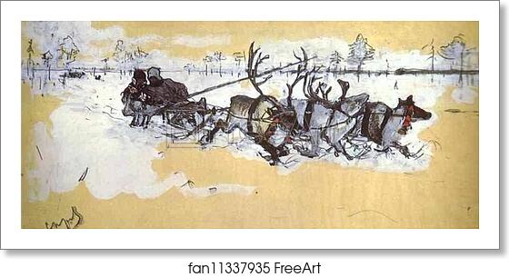 Free art print of Tundra. Traveling by Deer by Valentin Serov Free art print of Tundra. Traveling by Deer by Valentin Serov