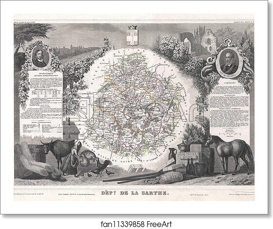 Free art print of Dept. de la Sarthe. by Victor Jules Levasseur