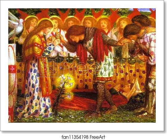 Free art print of How Sir Galahad, Sir Bors and Sir Percival Were Fed with the Sanc Grael; but Sir Percival's Sister Died by the Way by Dante Gabriel Rossetti Free art print of How Sir Galahad, Sir Bors and Sir Percival Were Fed with the Sanc Grael; but Sir Percival's Sister Died by the Way by Dante Gabriel Rossetti