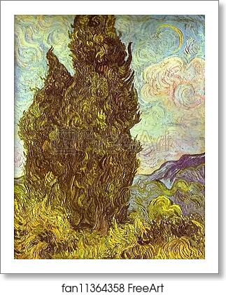 Free art print of Two Cypresses. Saint-Rémy by Vincent Van Gogh