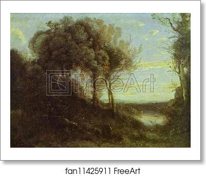 Free art print of Evening by Jean-Baptiste-Camille Corot