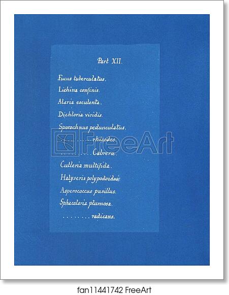 Free art print of Contents list by Anna Atkins Free art print of Contents list by Anna Atkins