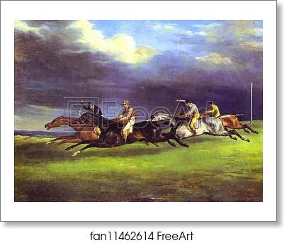Free art print of The Derby at Epson by Jean Louis André Théodore Géricault