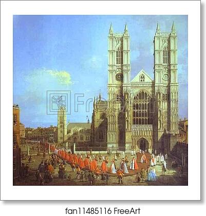 Free art print of London: Westminster Abbey, with a Procession of Knights of the Bath by Giovanni Antonio Canale, Called Canaletto
