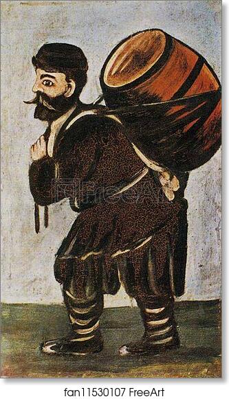 Free art print of Musha with a Barrel by Niko Pirosmani