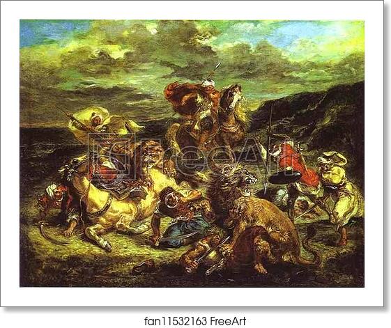 Free art print of The Lion Hunt by Eugène Delacroix Free art print of The Lion Hunt by Eugène Delacroix