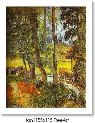 Free art print of Cattle Drinking by Paul Gauguin