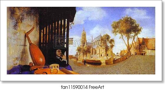 Free art print of View of Delft with a Musical Instrument Seller's Stall by Carel Fabritius Free art print of View of Delft with a Musical Instrument Seller's Stall by Carel Fabritius