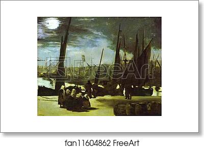 Free art print of Moonlight over the Port of Boulogne by Edouard Manet
