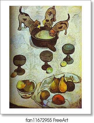 Free art print of Still Life with Three Puppies by Paul Gauguin