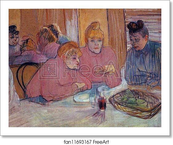 Free art print of Prostitutes Around a Dinner Table by Henri De Toulouse-Lautrec