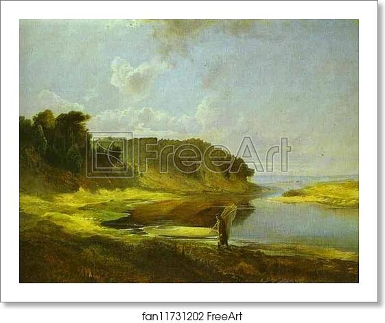 Free art print of Landscape with a River and an Angler by Alexey Savrasov Free art print of Landscape with a River and an Angler by Alexey Savrasov