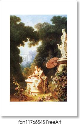 Free art print of The Loves of the Shepherds: Love Letters. One of the panels from The Progress of Love series by Jean-Honoré Fragonard