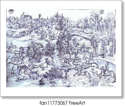 Free art print of Stag Hunt of the Elector John Frederick by Lucas Cranach The Younger