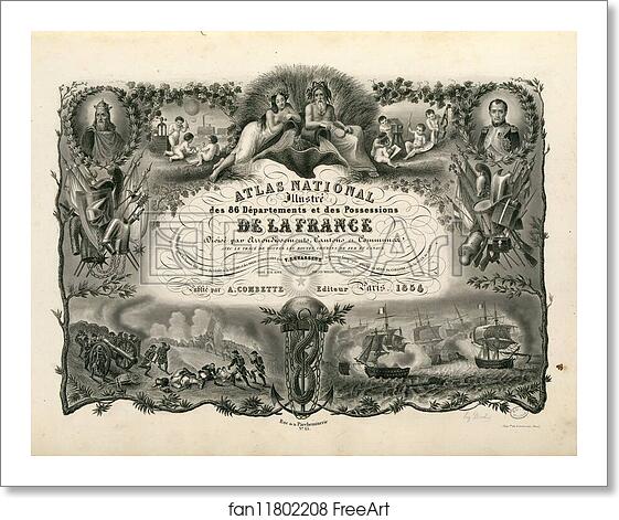 Free art print of Atlas national illustré des 86 départements et des possessions de la France (Titre gravé) by Victor Jules Levasseur Free art print of Atlas national illustré des 86 départements et des possessions de la France (Titre gravé) by Victor Jules Levasseur