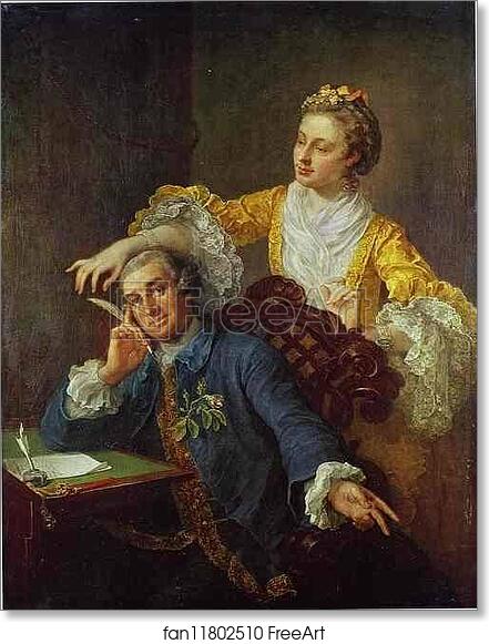 Free art print of David Garrick with His Wife Eva-Maria Veigel "La Violette" or "Violette" by William Hogarth