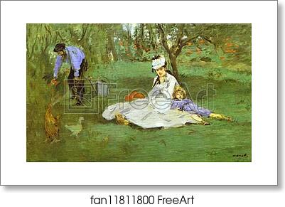 Free art print of The Monet Family in the Garden by Edouard Manet Free art print of The Monet Family in the Garden by Edouard Manet