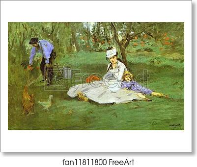 Free art print of The Monet Family in the Garden by Edouard Manet Free art print of The Monet Family in the Garden by Edouard Manet