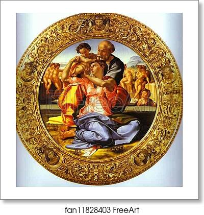 Free art print of Doni Tondo - The Holy Family with St. John the Baptist by Michelangelo