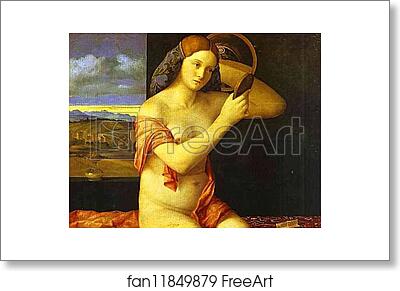 Free art print of Young Woman Holding a Mirror by Giovanni Bellini