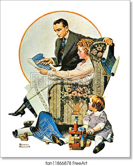 Free art print of Planning the Home by Norman Rockwell