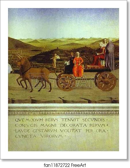 Free art print of Allegorical Triumph of Federico da Mantefeltro. Reverse of Portraits of Batista Sforza by Piero Della Francesca Free art print of Allegorical Triumph of Federico da Mantefeltro. Reverse of Portraits of Batista Sforza by Piero Della Francesca