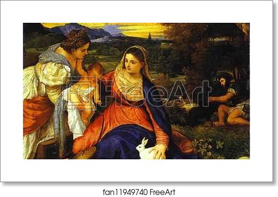 Free art print of Madonna and Child with St. Catherine and a Rabbit by Titian