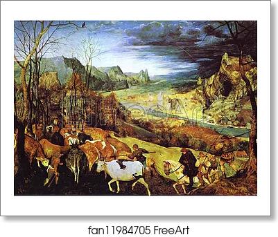 Free art print of The Return of the Herd (November) by Pieter Bruegel The Elder