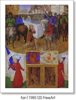Free art print of St. Martin. Miniature from the Book of Hours of Etienne Chevalier by Jean Fouquet