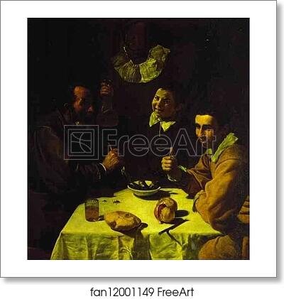 Free art print of Three Men at Table by Diego Velázquez