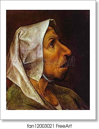Free art print of Head of the Old Peasant Woman by Pieter Bruegel The Elder