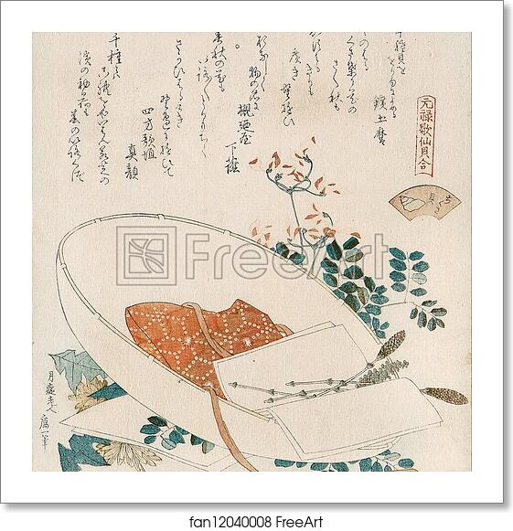 Free art print of Myriad grasses shell (Chigusagai)from the series 'A shell-matching game with Genroku thirty-six linked verses (Genroku kasen kai-awase)' by Katsushika Hokusai Free art print of Myriad grasses shell (Chigusagai)from the series 'A shell-matching game with Genroku thirty-six linked verses (Genroku kasen kai-awase)' by Katsushika Hokusai